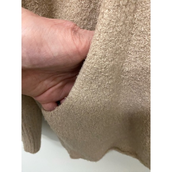 Rachel Zoe Cardigan LARGE Tan Open Front Fleece Knit Sherpa Cozy Minimalist Boho - Picture 3 of 5
